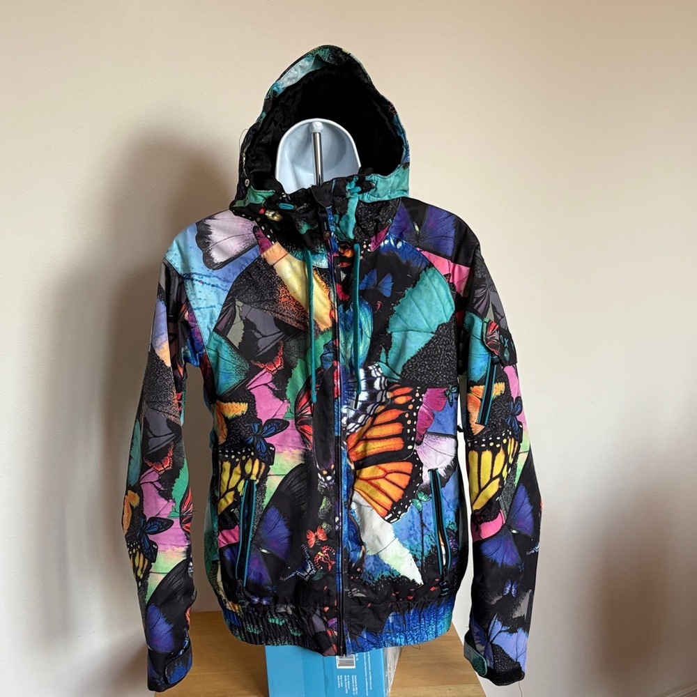 Roxy Multicolor Butterfly Print Ski Snowboarding Jacket Size XS